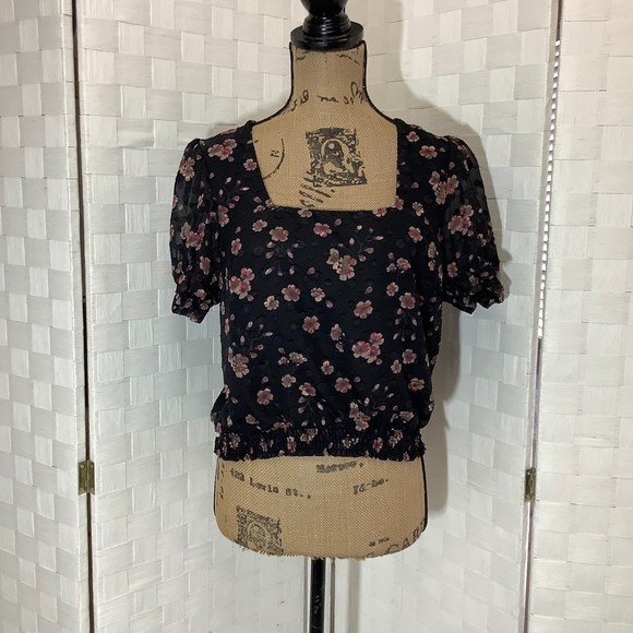 life sheer floral cropped blouse size medium - Picture 6 of 6